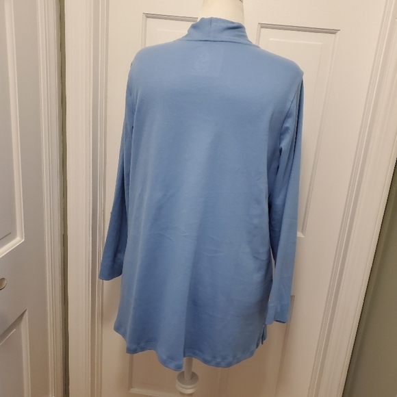 Isaac Mizrahi Light Blue Open Front Cardigan midlength Size 1X, casual comfy - Picture 2 of 10